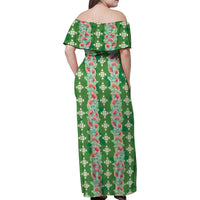 Hawaii Ohia Lehua Family Matching Off Shoulder Maxi Dress and Hawaiian Shirt Tropical Vibes Green LT05 - Polynesian Pride