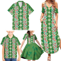 Hawaii Ohia Lehua Family Matching Summer Maxi Dress and Hawaiian Shirt Tropical Vibes Green LT05 - Polynesian Pride