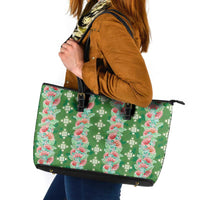 Hawaii Ohia Lehua Leather Tote Bag Tropical Vibes Green