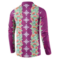 Hawaii Ohia Lehua Button Sweatshirt Tropical Vibes Fuchsia