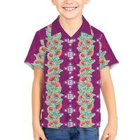 Hawaii Ohia Lehua Family Matching Mermaid Dress and Hawaiian Shirt Tropical Vibes Fuchsia LT05 Son's Shirt Fuchsia - Polynesian Pride