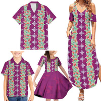 Hawaii Ohia Lehua Family Matching Summer Maxi Dress and Hawaiian Shirt Tropical Vibes Fuchsia LT05 - Polynesian Pride