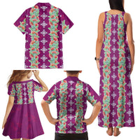 Hawaii Ohia Lehua Family Matching Tank Maxi Dress and Hawaiian Shirt Tropical Vibes Fuchsia LT05 - Polynesian Pride