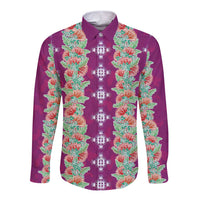 Hawaii Ohia Lehua Long Sleeve Button Shirt Tropical Vibes Fuchsia