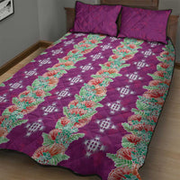Hawaii Ohia Lehua Quilt Bed Set Tropical Vibes Fuchsia