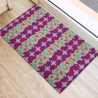 Hawaii Ohia Lehua Rubber Doormat Tropical Vibes Fuchsia