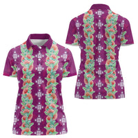 Hawaii Ohia Lehua Women Polo Shirt Tropical Vibes Fuchsia LT05 - Polynesian Pride