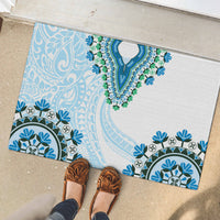Africa Dashiki Rubber Doormat With Polynesian Pattern Blue Version