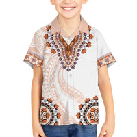 Africa Dashiki Family Matching Summer Maxi Dress and Hawaiian Shirt With Polynesian Pattern Beige Version LT05 Son's Shirt Beige - Polynesian Pride