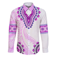 Africa Dashiki Family Matching Mermaid Dress and Hawaiian Shirt With Polynesian Pattern Pink Version LT05 Dad's Shirt - Long Sleeve Pink - Polynesian Pride