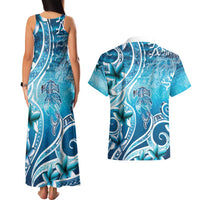 Polynesia World Ocean Day Couples Matching Tank Maxi Dress and Hawaiian Shirt Ocean Style