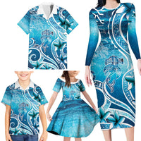 Polynesia World Ocean Day Family Matching Long Sleeve Bodycon Dress and Hawaiian Shirt Ocean Style LT05 - Polynesian Pride