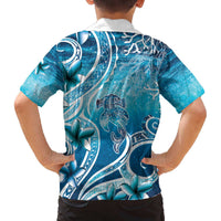 Polynesia World Ocean Day Family Matching Off The Shoulder Long Sleeve Dress and Hawaiian Shirt Ocean Style LT05 - Polynesian Pride