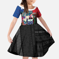Samoa Family Matching Off The Shoulder Long Sleeve Dress and Hawaiian Shirt Humpback Whale Siapo Pattern