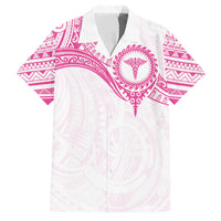 Personalised New Zealand Aotearoa Family Matching Short Sleeve Bodycon Dress and Hawaiian Shirt Nurse Tribal Pink Version LT05 Dad's Shirt - Short Sleeve Pink - Polynesian Pride