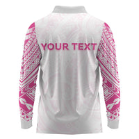 Personalised New Zealand Aotearoa Long Sleeve Polo Shirt Nurse Tribal Pink Version LT05 - Polynesian Pride