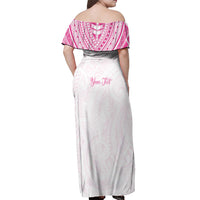 Personalised New Zealand Aotearoa Off Shoulder Maxi Dress Nurse Tribal Pink Version