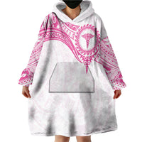 Personalised New Zealand Aotearoa Wearable Blanket Hoodie Nurse Tribal Pink Version LT05 - Polynesian Pride