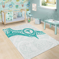 New Zealand Aotearoa Area Rug Nurse Tribal Teal Version