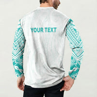 Personalised New Zealand Aotearoa Button Sweatshirt Nurse Tribal Teal Version