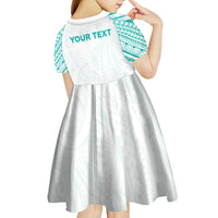 Personalised New Zealand Aotearoa Kid Short Sleeve Dress Nurse Tribal Teal Version LT05 - Polynesian Pride