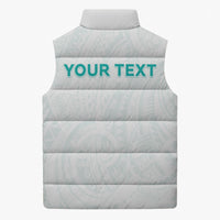 Personalised New Zealand Aotearoa Sleeveless Puffer Jacket Nurse Tribal Teal Version