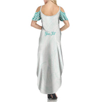 Personalised New Zealand Aotearoa Summer Maxi Dress Nurse Tribal Teal Version