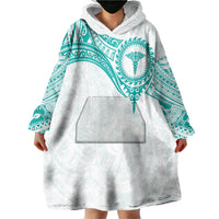 Personalised New Zealand Aotearoa Wearable Blanket Hoodie Nurse Tribal Teal Version LT05 - Polynesian Pride