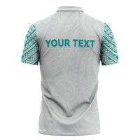 Personalised New Zealand Aotearoa Zipper Polo Shirt Nurse Tribal Teal Version LT05 - Polynesian Pride