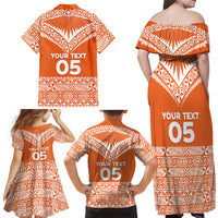 Personalised Tonga Tailulu College Family Matching Off Shoulder Maxi Dress and Hawaiian Shirt Tongan Kupesi Pattern LT05 - Polynesian Pride