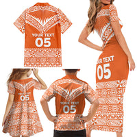 Personalised Tonga Tailulu College Family Matching Short Sleeve Bodycon Dress and Hawaiian Shirt Tongan Kupesi Pattern LT05 - Polynesian Pride