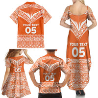Personalised Tonga Tailulu College Family Matching Summer Maxi Dress and Hawaiian Shirt Tongan Kupesi Pattern LT05 - Polynesian Pride