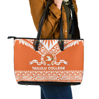 Tonga Tailulu College Leather Tote Bag Tongan Kupesi Pattern