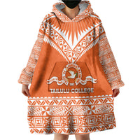 Personalised Tonga Tailulu College Wearable Blanket Hoodie Tongan Kupesi Pattern