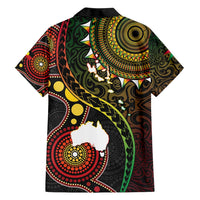 Vanuatu And Australia Aboriginal Family Matching Off Shoulder Short Dress and Hawaiian Shirt Iguana And Kangaroo Together LT05 - Polynesian Pride