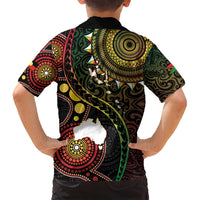 Vanuatu And Australia Aboriginal Family Matching Summer Maxi Dress and Hawaiian Shirt Iguana And Kangaroo Together LT05 - Polynesian Pride