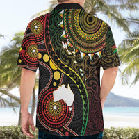 Vanuatu And Australia Aboriginal Hawaiian Shirt Iguana And Kangaroo Together