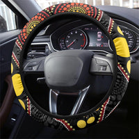 Tonga Ngatu And Australia Aboriginal Steering Wheel Cover Tongan Dove And Kangaroo Together