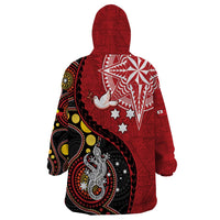 Tonga Ngatu And Australia Aboriginal Wearable Blanket Hoodie Tongan Dove And Kangaroo Together LT05 - Polynesian Pride