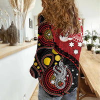 Tonga Ngatu And Australia Aboriginal Women Casual Shirt Tongan Dove And Kangaroo Together LT05 - Polynesian Pride