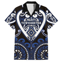 Custom Aotearoa Ngati Tuwharetoa Family Matching Off Shoulder Short Dress and Hawaiian Shirt Maori Tribal Pattern LT05 Dad's Shirt - Short Sleeve Navy - Polynesian Pride