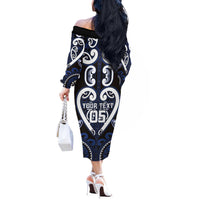 Custom Aotearoa Ngati Tuwharetoa Off The Shoulder Long Sleeve Dress Maori Tribal Pattern