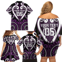 Custom Aotearoa Rangitane Family Matching Off Shoulder Short Dress and Hawaiian Shirt Maori Tribal Pattern LT05 - Polynesian Pride
