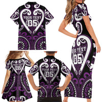 Custom Aotearoa Rangitane Family Matching Short Sleeve Bodycon Dress and Hawaiian Shirt Maori Tribal Pattern