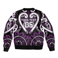 Custom Aotearoa Rangitane Sleeve Zip Bomber Jacket Maori Tribal Pattern