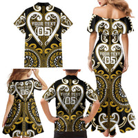 Custom Aotearoa Taranaki Family Matching Mermaid Dress and Hawaiian Shirt Maori Tribal Pattern LT05 - Polynesian Pride