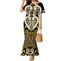 Custom Aotearoa Taranaki Family Matching Mermaid Dress and Hawaiian Shirt Maori Tribal Pattern LT05 Mom's Dress Yellow - Polynesian Pride