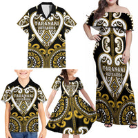 Custom Aotearoa Taranaki Family Matching Off Shoulder Maxi Dress and Hawaiian Shirt Maori Tribal Pattern LT05 - Polynesian Pride