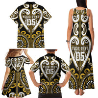 Custom Aotearoa Taranaki Family Matching Tank Maxi Dress and Hawaiian Shirt Maori Tribal Pattern