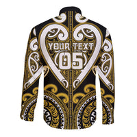 Custom Aotearoa Taranaki Long Sleeve Button Shirt Maori Tribal Pattern
